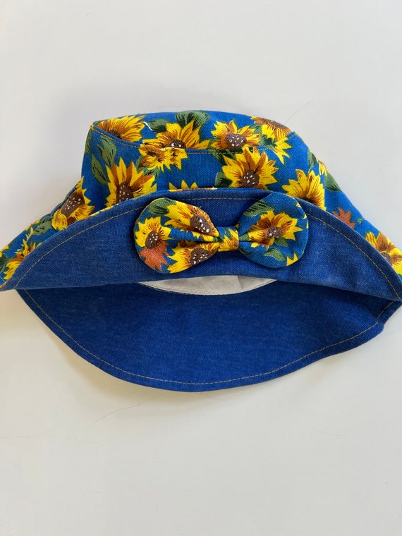 Vintage 90s Sunflower Sun Hat Baby Girl Sun Hats … - image 2