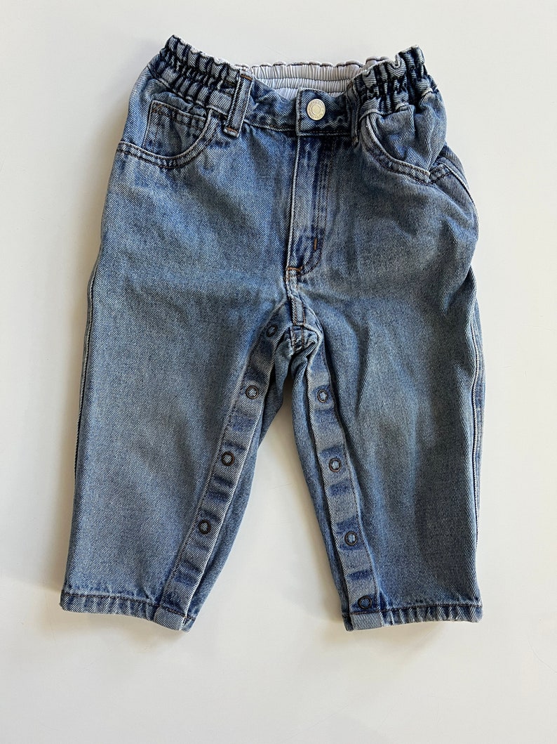 Vintage Baby Gap Relaxed Fit 90s Baggy Fit Light Blue Denim Toddler Jeans Gap image 2