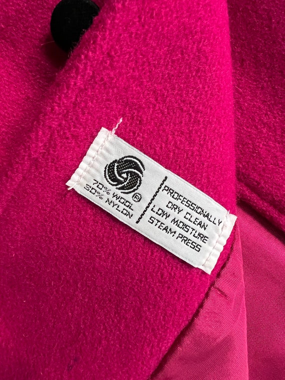 Vintage Fuchsia Wool Double Breasted Dress Coat B… - image 2