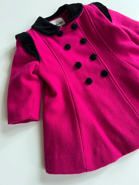 Vintage Fuchsia Wool Double Breasted Dress Coat B… - image 5