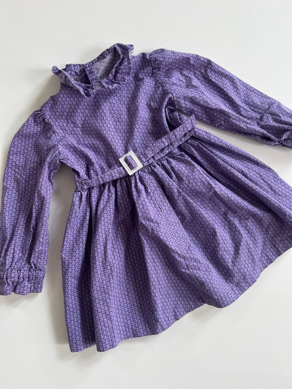 Handmade Purple Dress with Ruffle Collar and Belt… - image 9