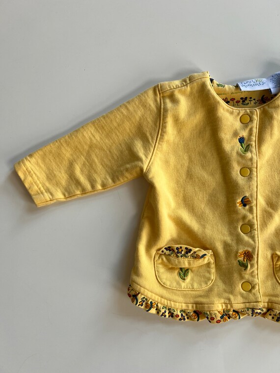 Vintage Yellow Cotton Cardigan with Spring Floral… - image 2