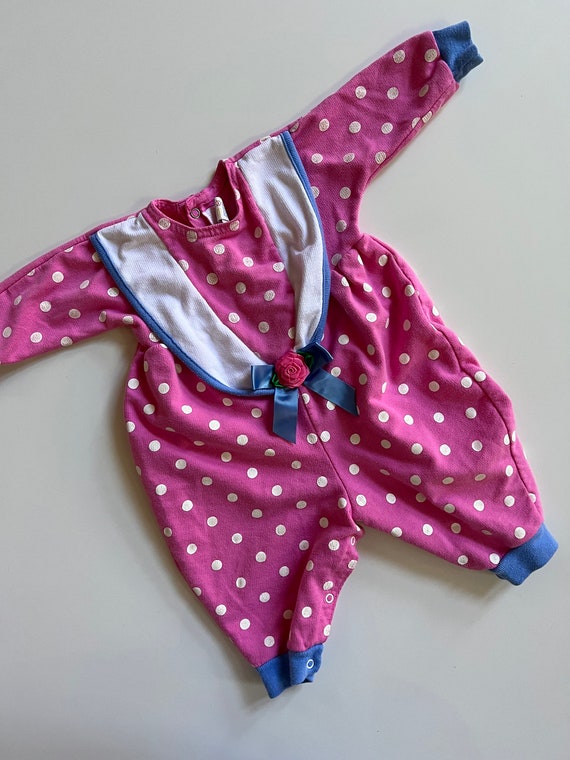 Vintage Pink Polka Dot Jumpsuit by Buster Brown B… - image 9