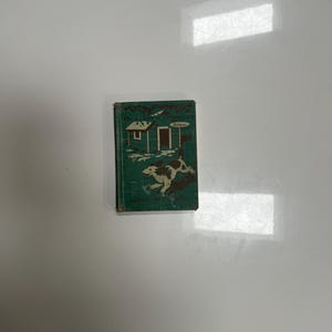 May include: A small, vintage book with a teal cover. The cover features a white house, a running dog, and the text "On the Way to Storyland Primer." The book's spine is visible, and the pages are slightly yellowed.
