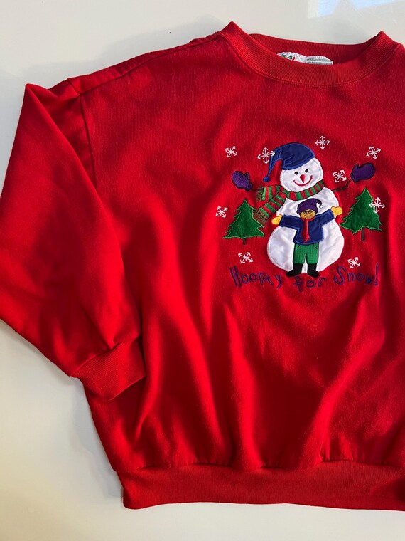 Vintage Red Nutcracker Swratshirt with Snowmen Wo… - image 8