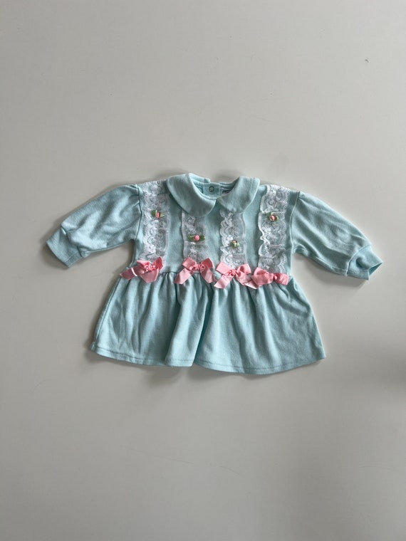 Vintage 90s Long Sleeve Blouse Baby Girl Lace and… - image 1