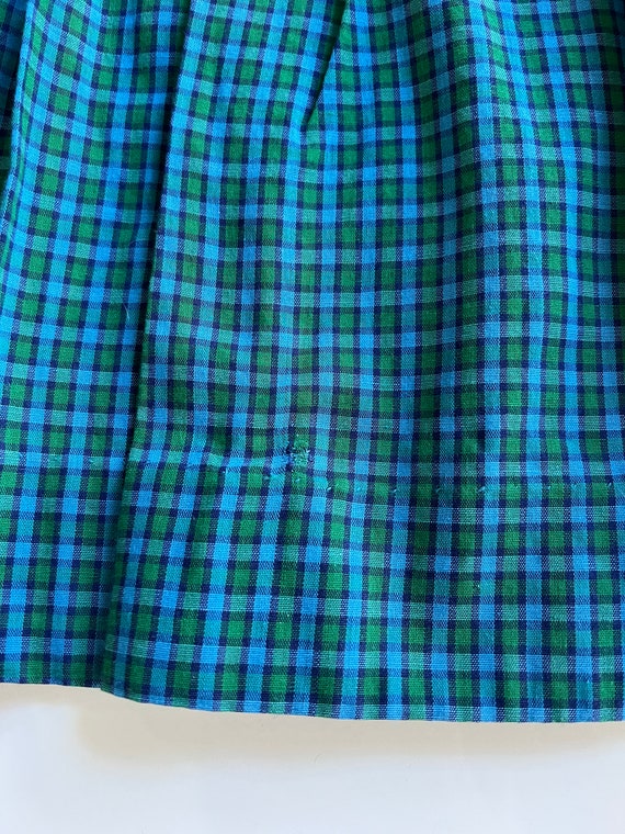 Vintage Plaid Holiday Dress 3T Girl Green and Blu… - image 4