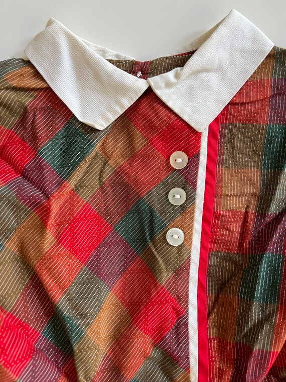 Vintage Handmade Red and Green Plaid Short Sleeve… - image 8
