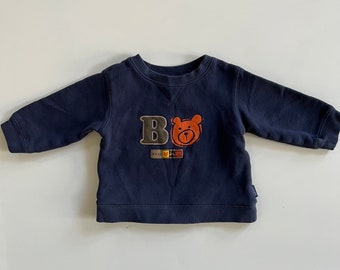 Vintage 90s Sweatshirt Navy Blue Sweater with Letter B and a Teddy Bear B is for Basketball Bear Patch Super Soft Sweatshirt Toddler Fall