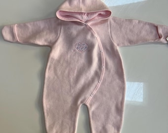Vintage Pink Fleece Footie with Built in Mittens for Baby Girl from Lord and Taylor Baby Girl Winter Cozy Fleece Coverall Stroller Outfit