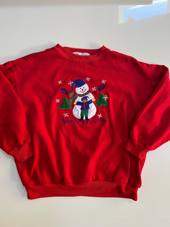 Vintage Red Nutcracker Swratshirt with Snowmen Wo… - image 1