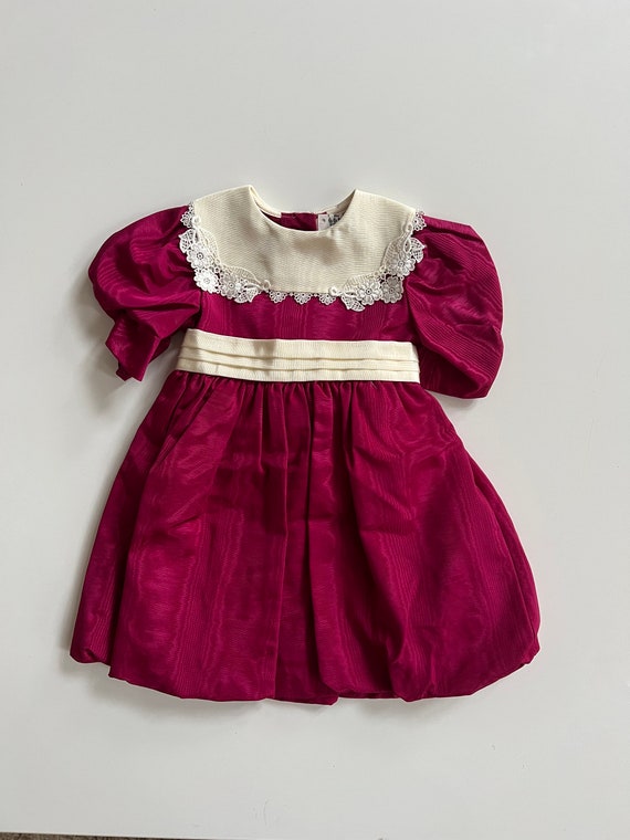 Vintage Polly Flinders Magenta Moire Dress with La
