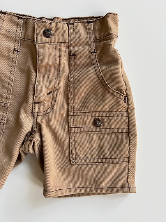 Vintage 70s Levis Tan Cargo Shorts Vintage Safari… - image 3