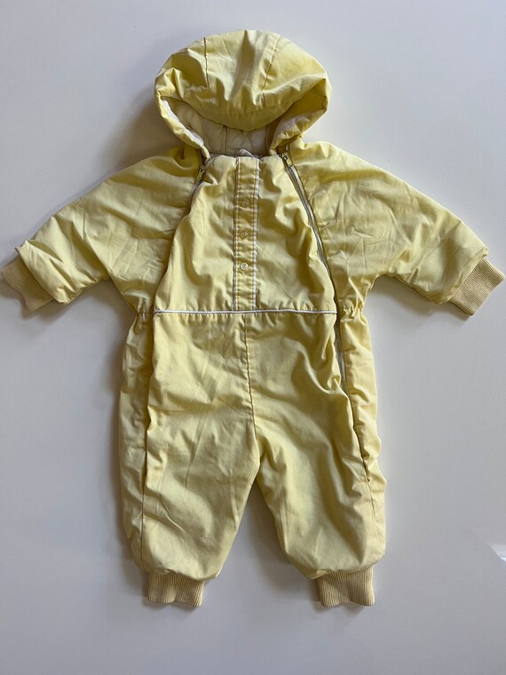 Vintage Snowsuit Baby Yellow Snow Jumpsuit Winter… - image 1