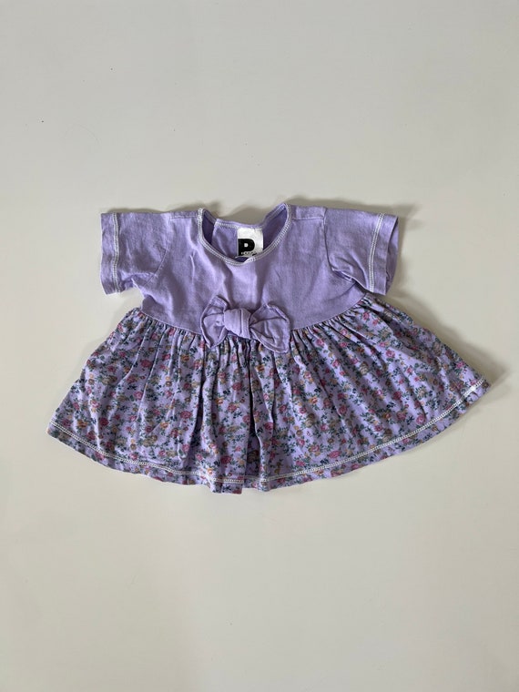 Vintage 90s Purple Floral Dress Baby Girl Purple D