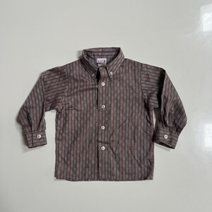 Vintage Button Down By Winnie the Pooh Brand Dark Brown with Checks Vintage Fall Boy Dress Shirt Pooh Brand Clothing Yoddler Boy Button Shir