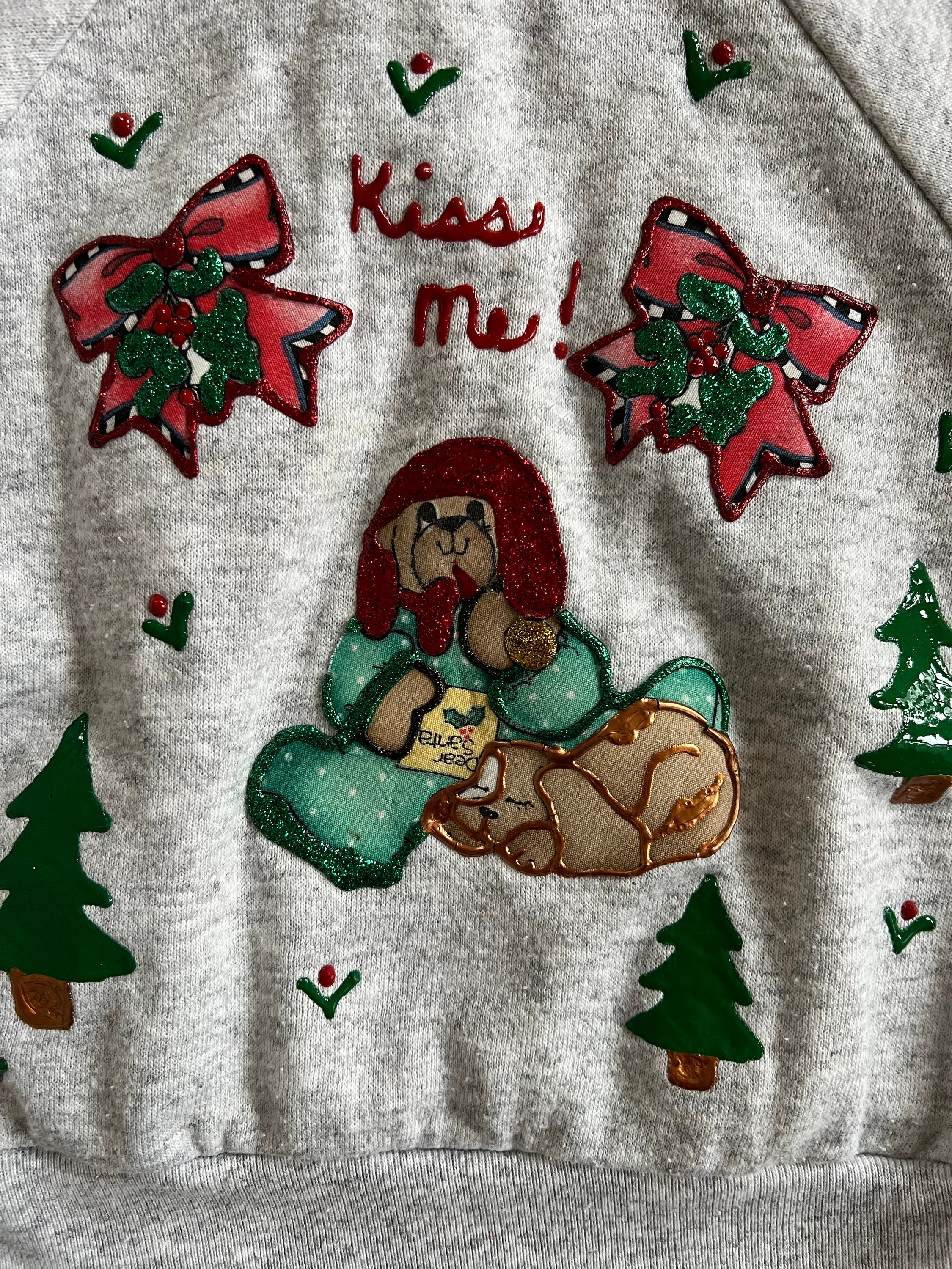 Vintage Christmas Sweatshirt Toddler Heather Gray With Daisy 
