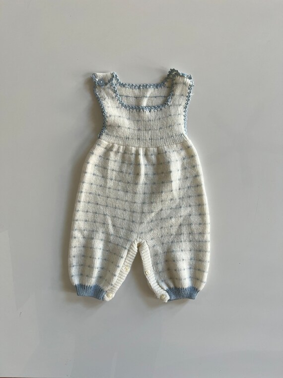 vintage cream knit overalls Gem