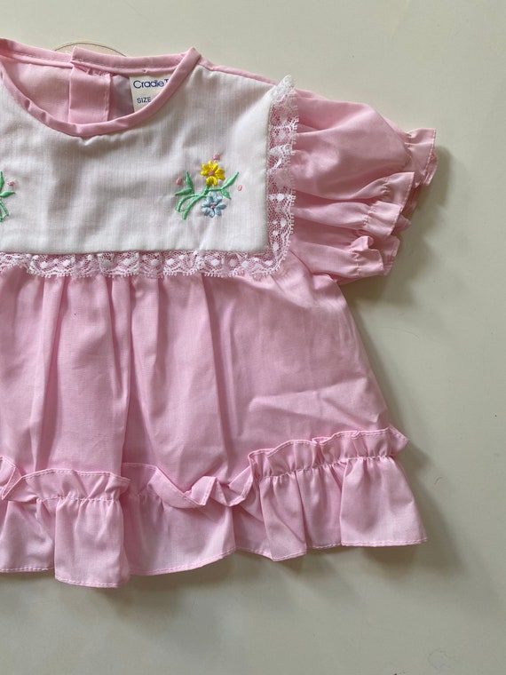 Vintage Cradle Togs Pink Baby Dress with White Square… - Gem