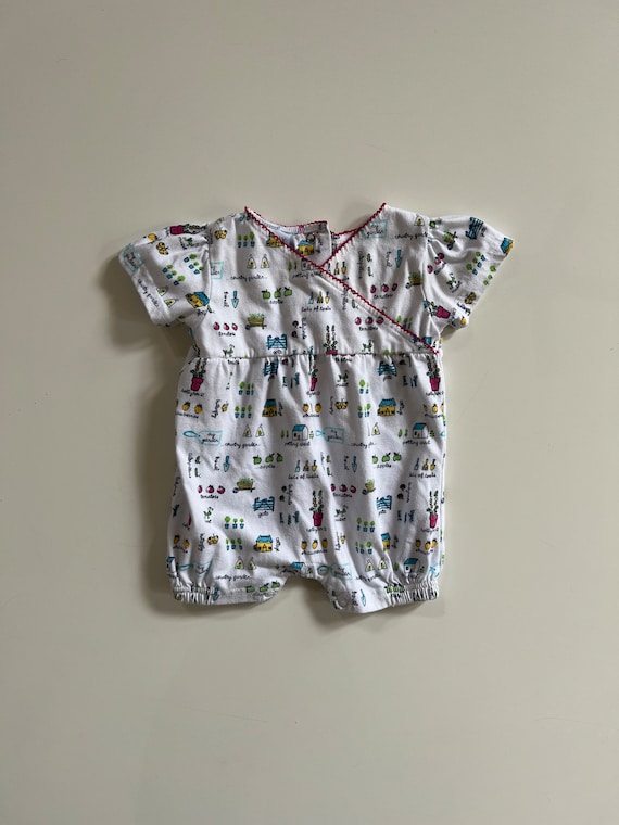 Vintage Garden Print Romper Baby Girl Shortall Rom