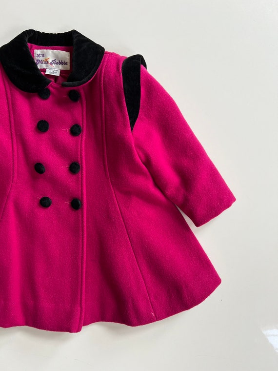 Vintage Fuchsia Wool Double Breasted Dress Coat B… - image 3