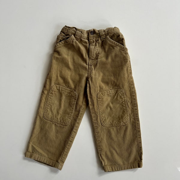 Vintage Light Khaki Corduroy Pants Reinforced Knee Toddler Boy Tan Corduroy Pants Elastic Waist 3T Relaxed Straight Leg Pants Toddler Boy