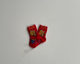 Vintage Winnie the Pooh Socks Red Baby Socks Disney Pooh Bear Baby Clothes Winnie the Pooh Baby Stuff Infant Socks