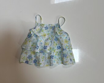 Vintage Light Cotton Y2K Floral Camisole Ruffle Tier Crossover Tank from Cherokee All Cotton Breezy Cami Pastel Blue Green Floral Top 5T