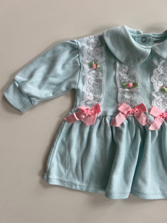 Vintage 90s Long Sleeve Blouse Baby Girl Lace and… - image 2