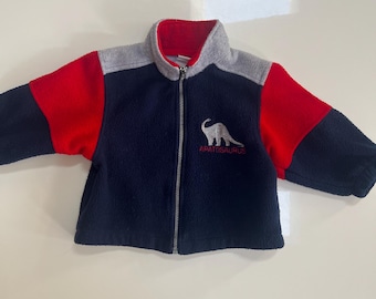 Vintage Navy Blue and Red Fleece Zip Up Jacket by Healthtex Toddler Boy Light Jacket Dark Blue Fleece American Boy Team USA Baby Apatosaurus