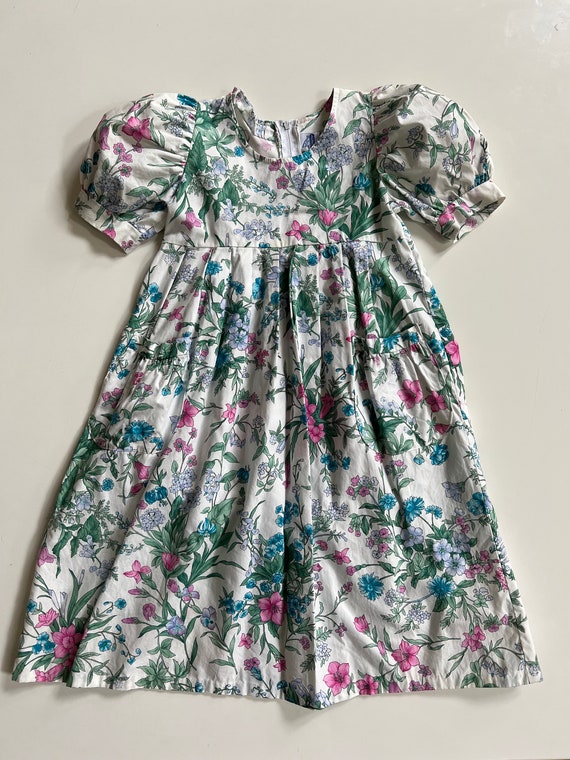 Vintage Spring Floral Easter Dress 5T Girl Vintag… - image 1