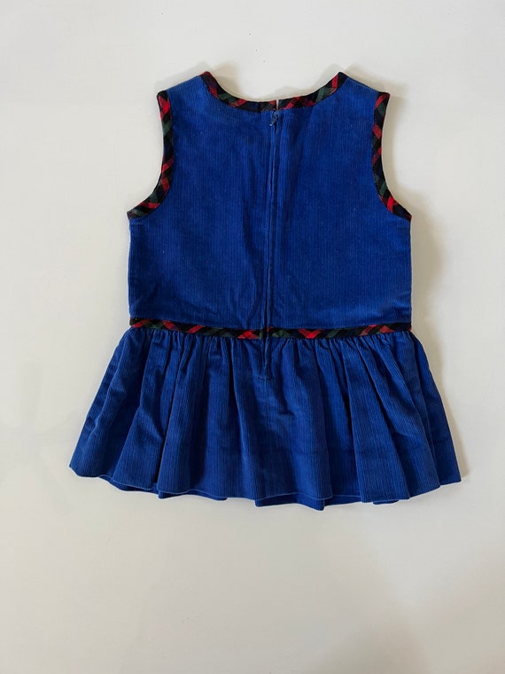 Vintage Cobalt Blue Corduroy Dress Jumper with Sc… - image 7