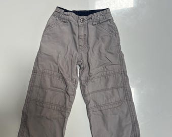 Vintage Y2K Khaki Cargo Pants Relaxed Fit Toddler Boy 4T Loose Leg Light Gray Sand Tone Gymboree Boy 4T Cotton Pants
