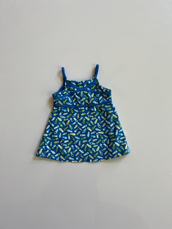 Vintage Gymboree Baby Girl Blue Sandal Print Dress Blue With Flip Flops Print Green and Blue Beach Vacation Summer Tank Dress Baby Girl Etsy Canada
