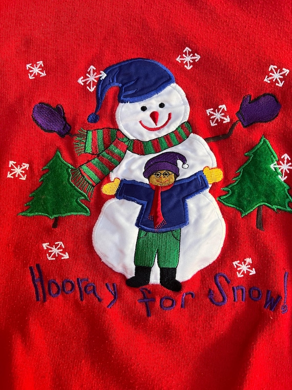 Vintage Red Nutcracker Swratshirt with Snowmen Wo… - image 10