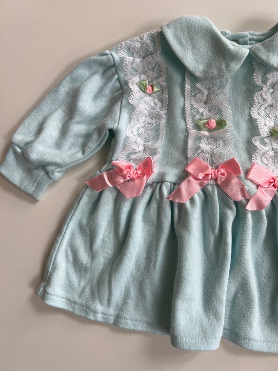 Vintage 90s Long Sleeve Blouse Baby Girl Lace and… - image 7