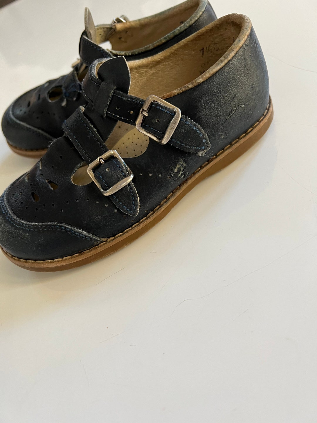 Vintage Navy Blue Leather Mary Jane Shoes for Toddler Girl by Etsy