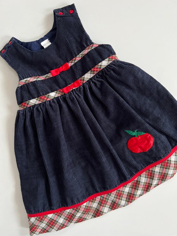 Vintage Back to School Corduroy Jumper Dress with… - image 5