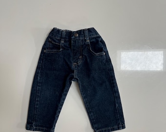 Vintage Dark Denim Relaxed Fit Wrangler Jeans Dark Wash Baby Jeans Toddler Jeans 90s Fit Wranglers Elastic Back Relaxed Straight Denim