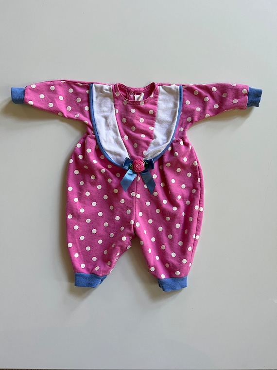 Vintage Pink Polka Dot Jumpsuit by Buster Brown B… - image 1
