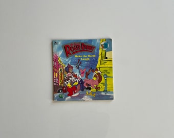 Vintage Childrens Paperback Books Little Golden Book Who Framed Roger Rabbit Make the World Laugh 1988 80s Kids Cartoons Roger Rabbit Book