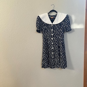 White Collar Navy Dress