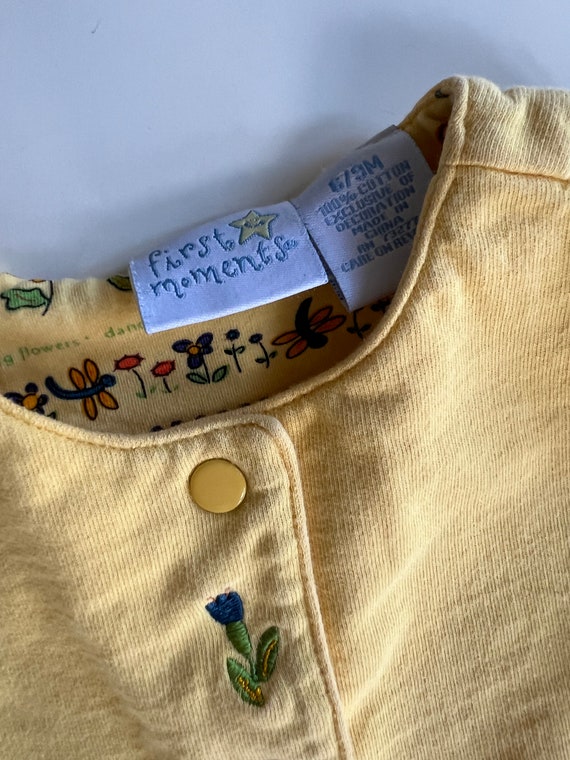 Vintage Yellow Cotton Cardigan with Spring Floral… - image 5