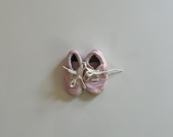 Vintage Baby Sneakers Baby First Tennis Shoes Pink Retro Baby Sneaker by Playground Infant Baby Girl Shoes by Play Ground Rubber Sole Laced