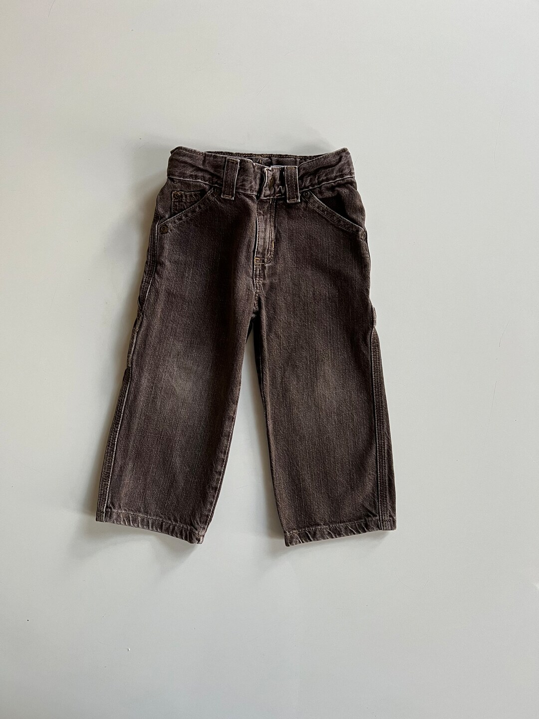 Vintage 90s Carpenter Pocket Brown Denim Wide Leg Straight Leg Etsy