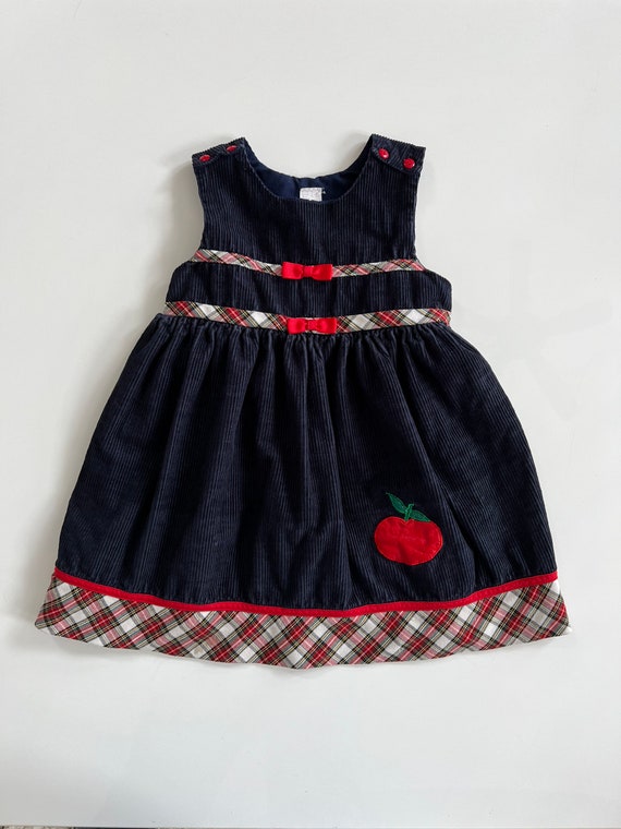 Vintage Back to School Corduroy Jumper Dress with… - image 1