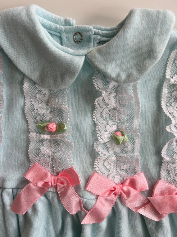 Vintage 90s Long Sleeve Blouse Baby Girl Lace and… - image 3