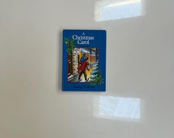Vintage Hard Cover Christmas Book Pop Up A Christmas Carol Story Blue Cover Three Page Pop Up Story Holiday Books Decoration