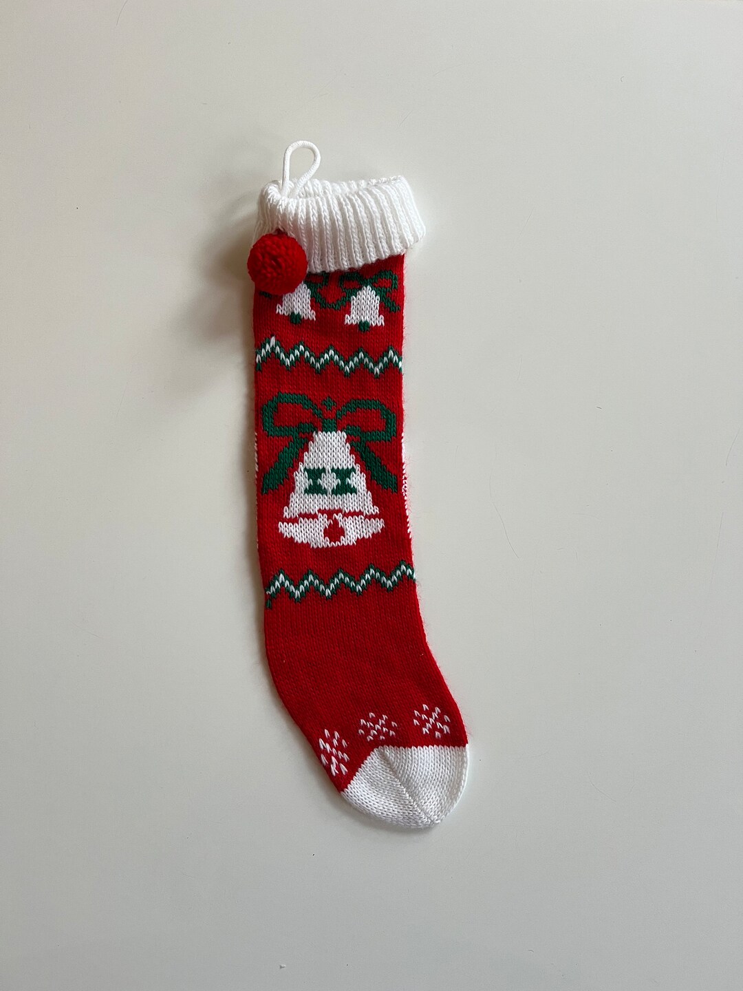 Vintage Knit Christmas Stocking 80s Xmas Stocking Vintage Etsy