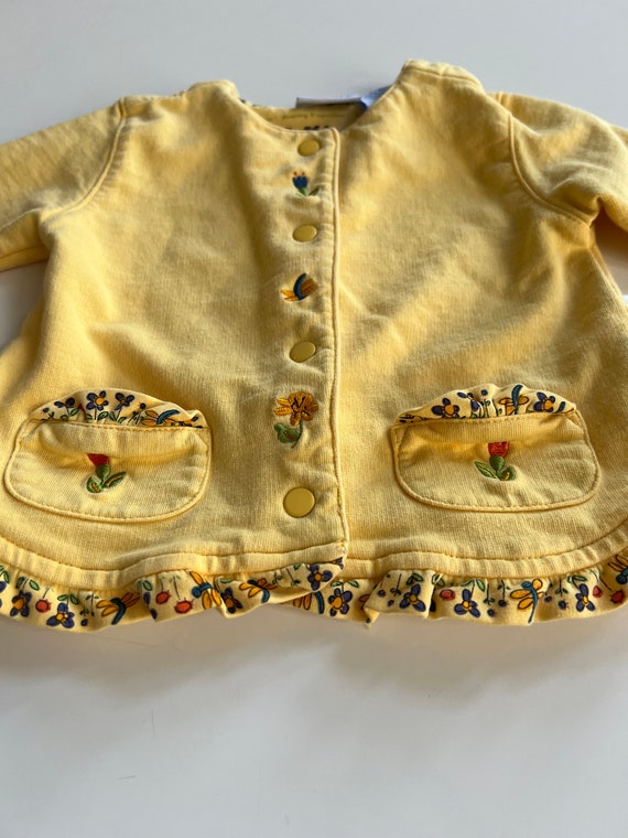 Vintage Yellow Cotton Cardigan with Spring Floral… - image 3